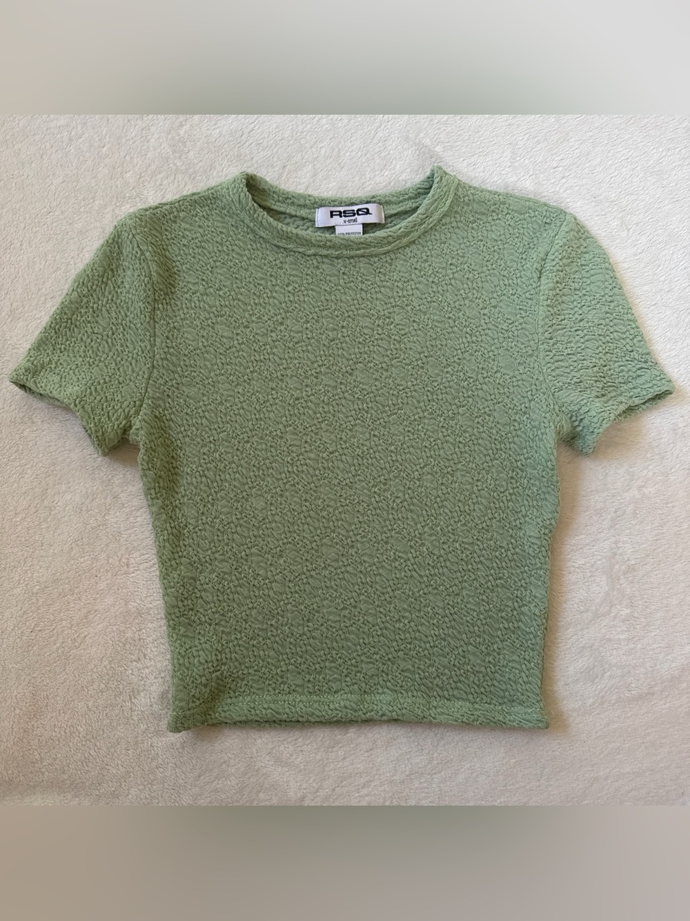 RSQ Sage Green Textured Short Sleeve Tee